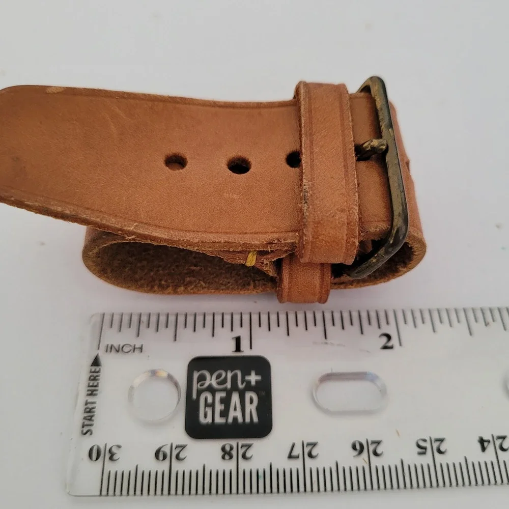 Louis Vuitton Vachetta Leather Luggage Tag Strap Tan Brass Buckle Made in France
